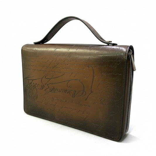 ⅾ2 Berluti ベルルッティ オーガナイザー クラッチバッグ イタウバ 長財布 ワイド スクリット ブラウン レザー メンズ 男性用sn1