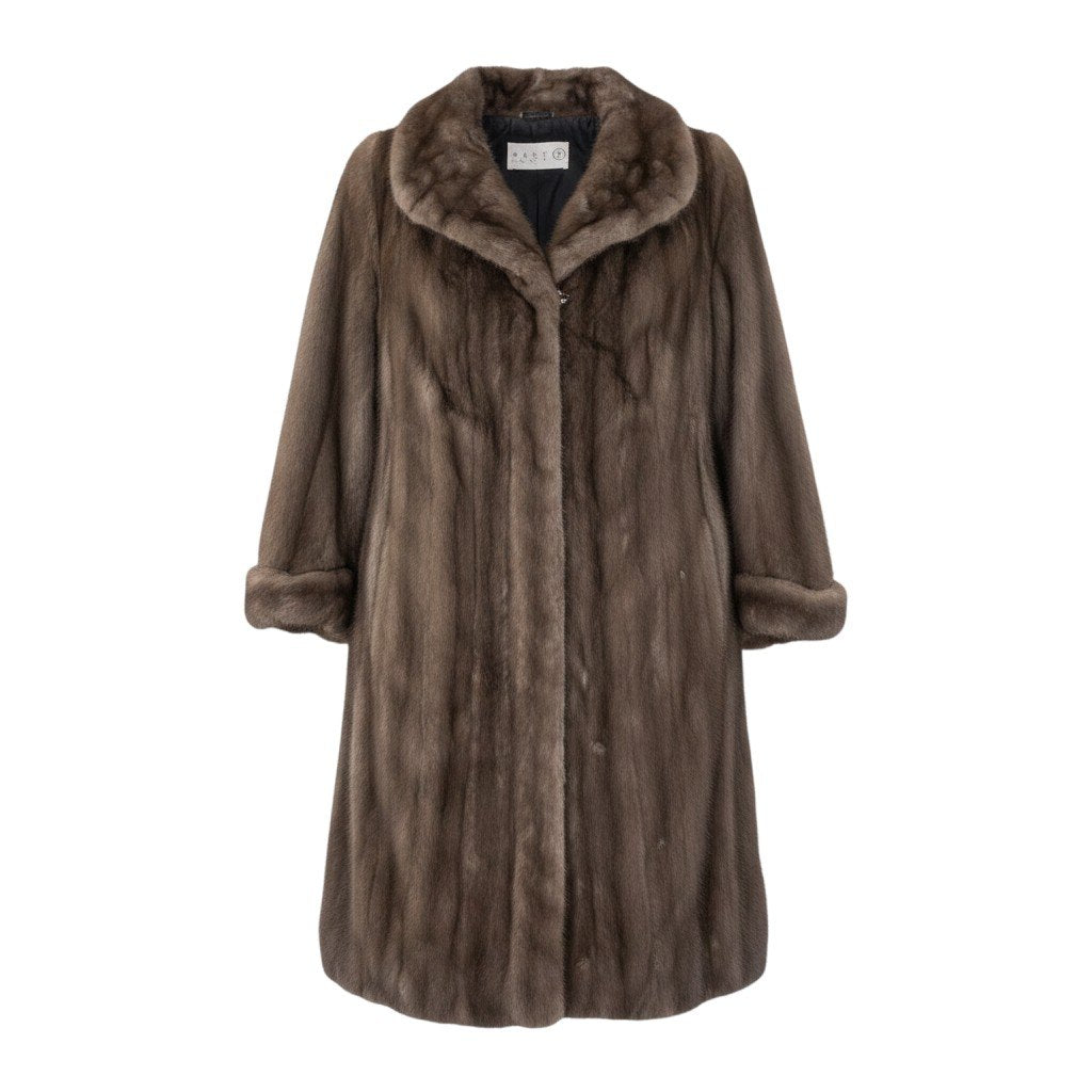 91h8 GRES グレ × SAGA MINK サガミンク ブルーアイリス ミンクファー ロングコート F グレー 最高級本毛皮 Blue Iris Mink Fur Long Coatt18r
