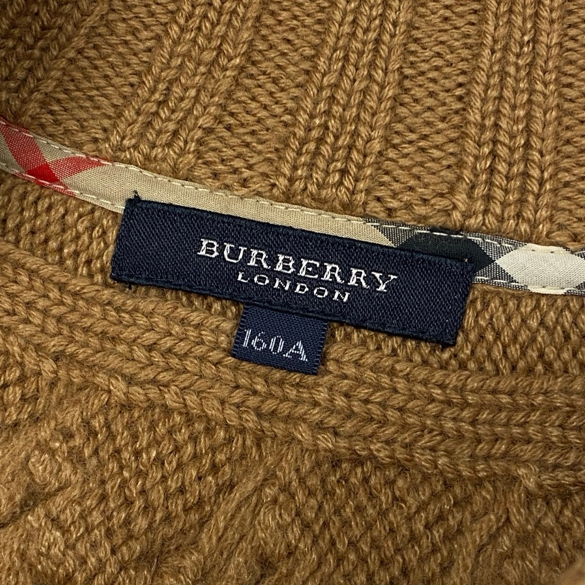 Ei4 【美品】 BURBERRY LONDON バーバリーロンドン フレンチスリーブ ニットワンピース 160A ベージュ レディースk02i