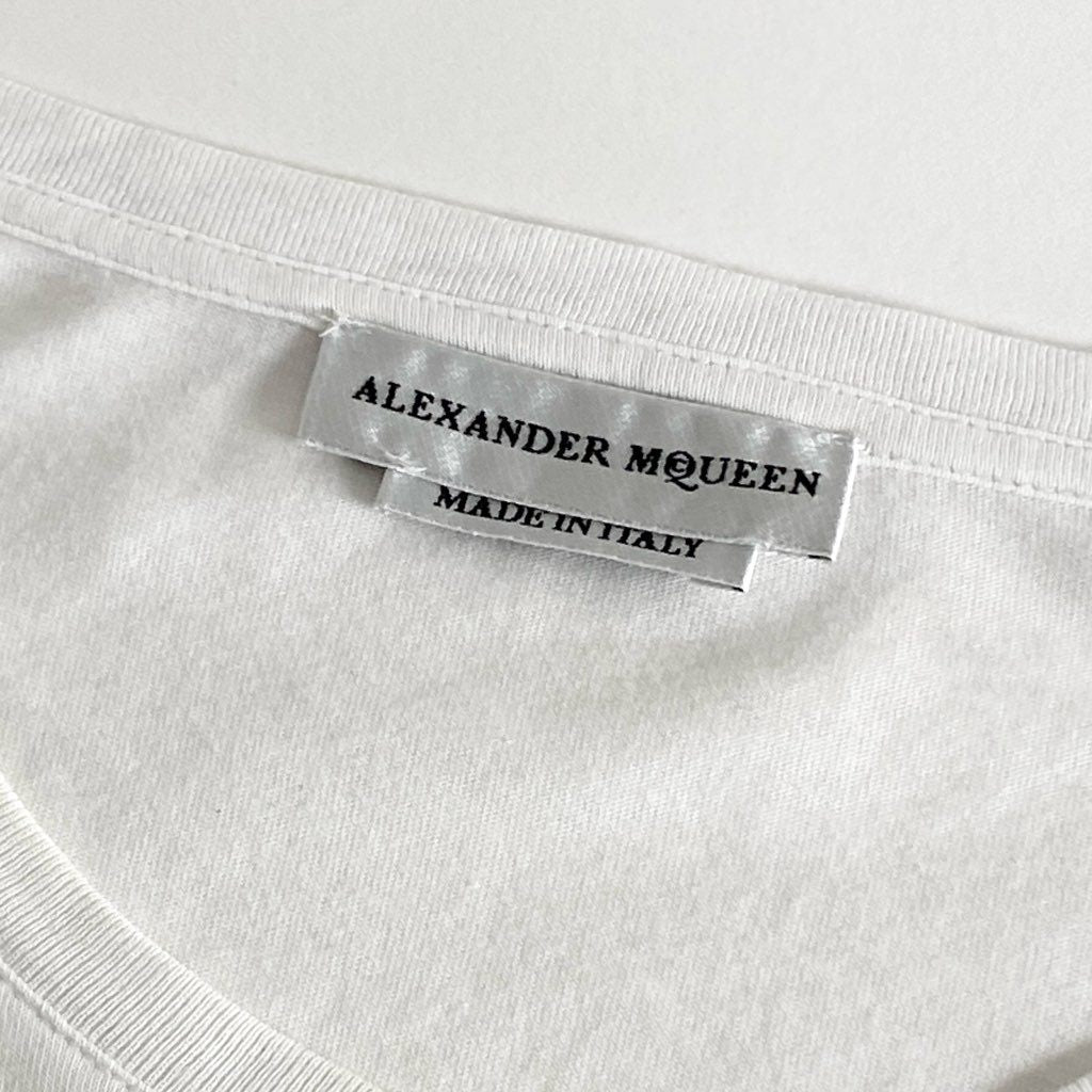 12e23 イタリア製 Alexander McQueen アレキサンダーマックイーン 長袖Tシャツ カットソー ロングスリーブ スカルプリント 507960 Lサイズ ホワイト コットン