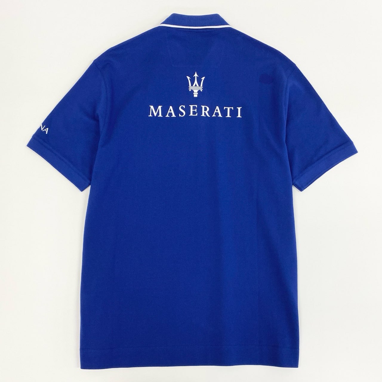 24i25 《未使用》 Z ZEGNA × MASERATI ゼニア マセラティ 半袖ポロシャツ トップス コラボ ハーフジップ サイズXL ブルー メンズ ゴルフu02t