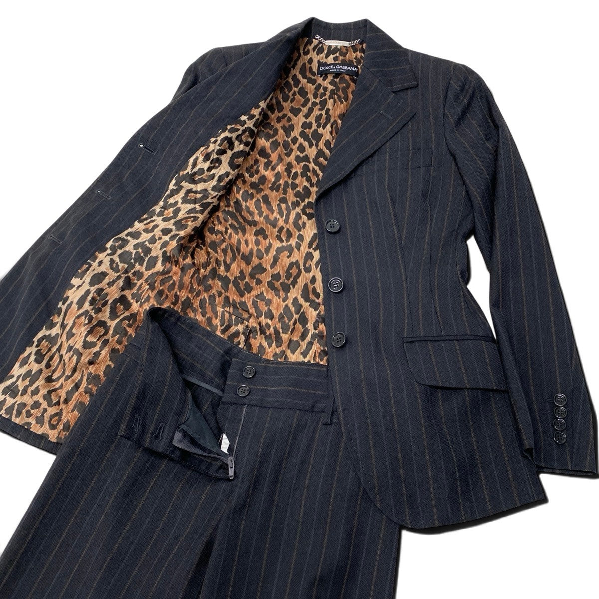 i27 【美品】DOLCE＆GABBANA スーツセットアップ テーラードジャケット スラックスパンツ イタリア製 38サイズ グレー ウール100％ レディース 女性用u02t