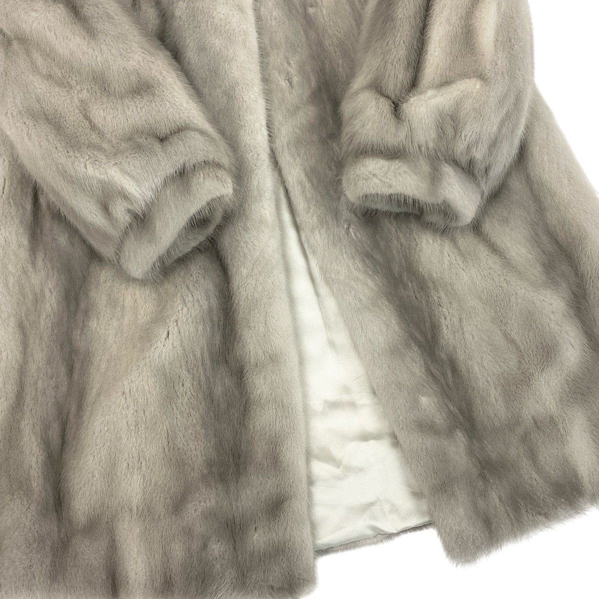 52f10 SAGA MINK サガミンク 銀サガ サファイアミンク ロングコート サイズ13 ライトグレー 最高級本毛皮 Sapphire Mink Fur Long Coatt18r