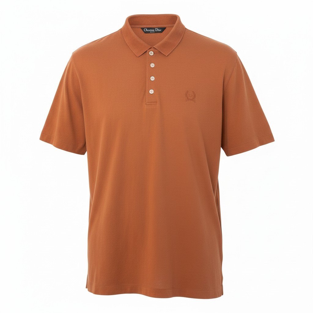 84c19 Christian Dior クリスチャンディオール Vintage 半袖ポロシャツ ブランドロゴ刺繍 トップス Lサイズ ブラウン メンズ 男性用o07t