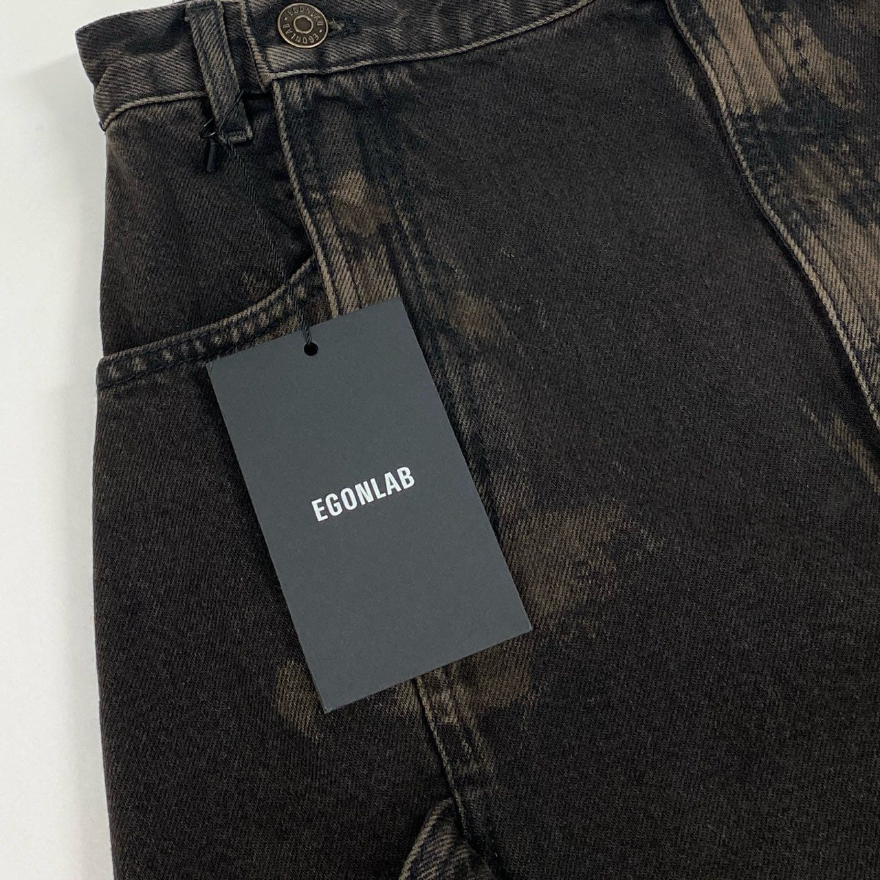 Mb16《美品》 EGONLAB エゴンラボ 2024AW CARGO ELEVATED カーゴパンツ デニムパンツ ダメージ加工 S ブラウン系 コットン メンズu02t