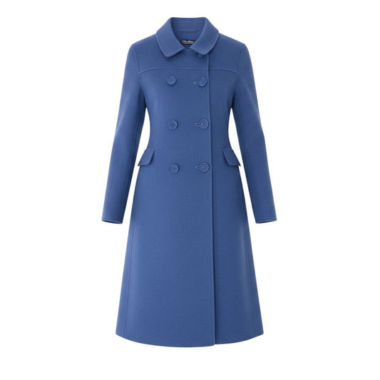 92h3 ’S MaxMara エスマックスマーラ クチートアマーノ ウールコート ステンカラーコート 40サイズ ブルー レディース 女性用u02t