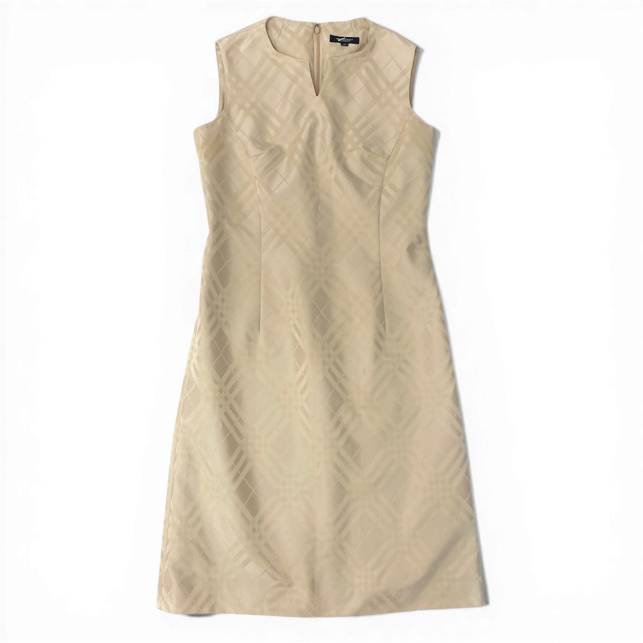 85d9 《美品》 BURBERRY LONDON バーバリー ロンドン ノースリーブ チェックワンピース Check Dress サイズ40 ベージュ ドレスt18r