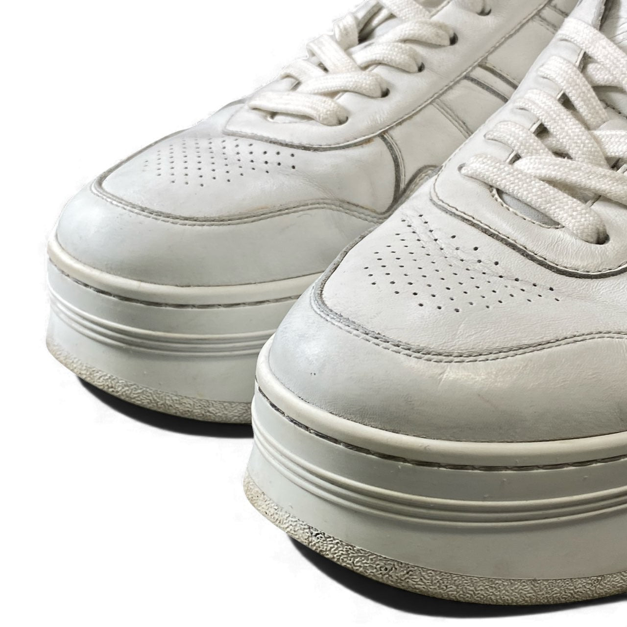 1k16 Celine セリーヌ ブロックスニーカー 38 ホワイト レザー 厚底 プラットフォーム シューズt18r