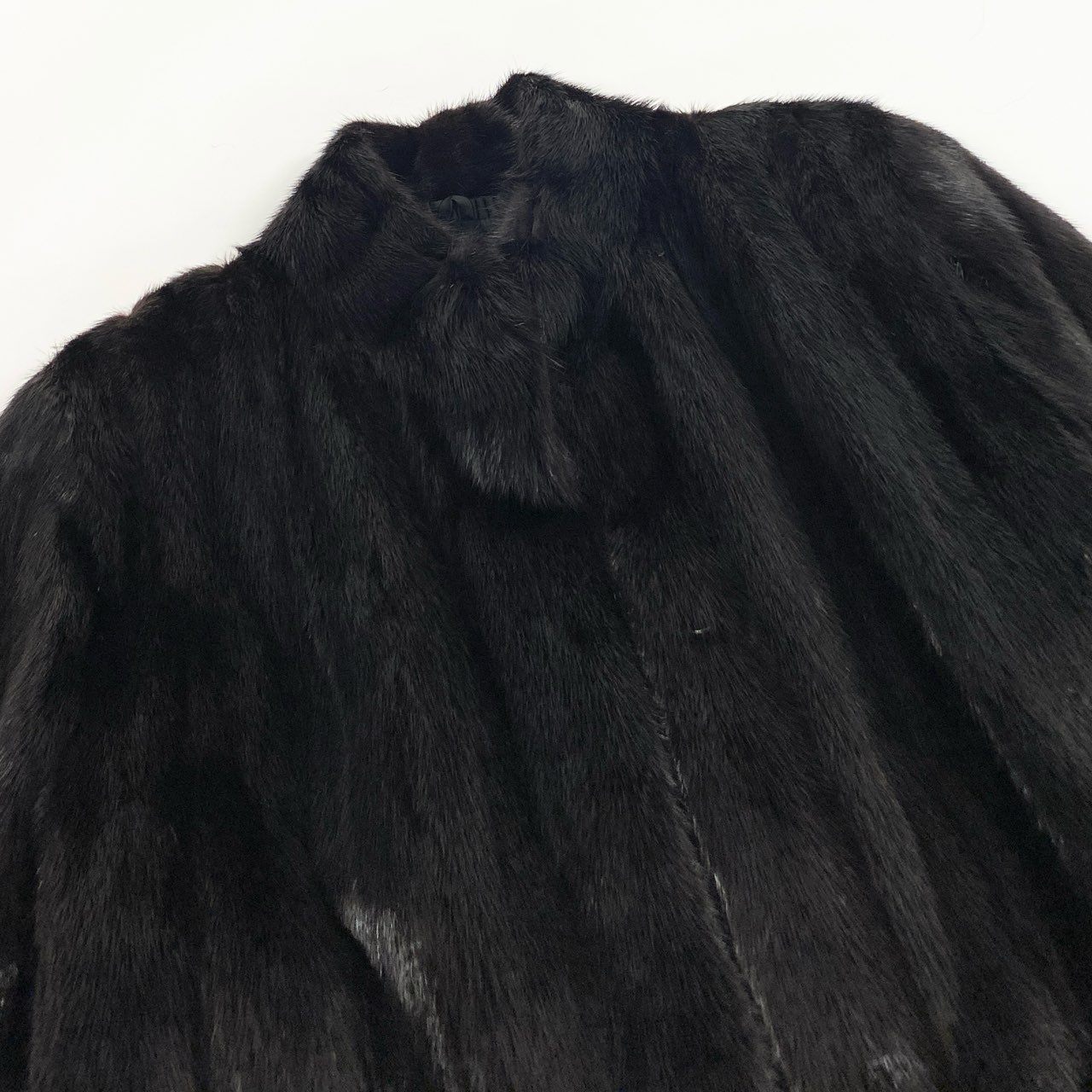 17a16 ダークミンク ロングコート サイズ11 Black ブラック 本毛皮 Dark Mink Fur Long Coatt18r