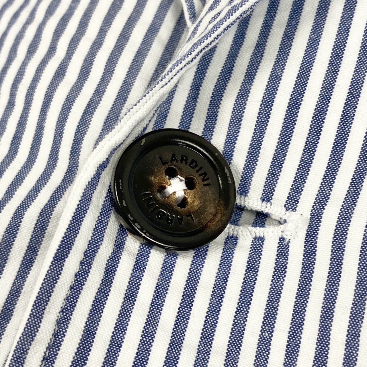 22a23 LARDINI ラルディーニ テーラードジャケット サマージャケット シアサッカー S ブルー ホワイト ストライプ メンズu02t
