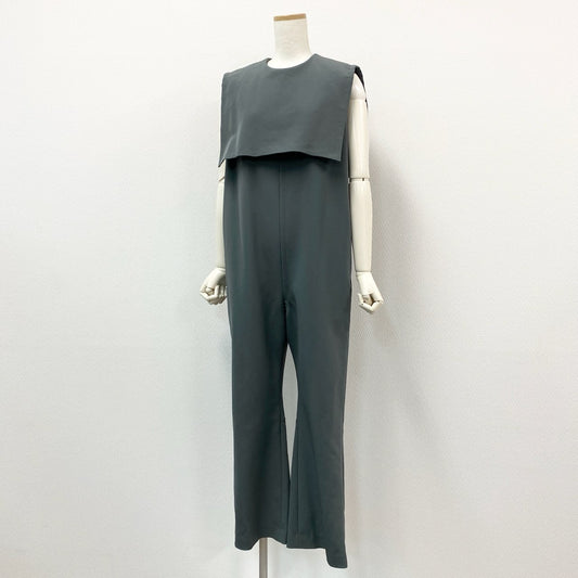 87c26 【美品】 HYKE ハイク SALON SLEEVELESS JUMPSUIT ジャンプスーツ オールインワン ノースリーブ 232-16185 1 SMALL カーキk02i