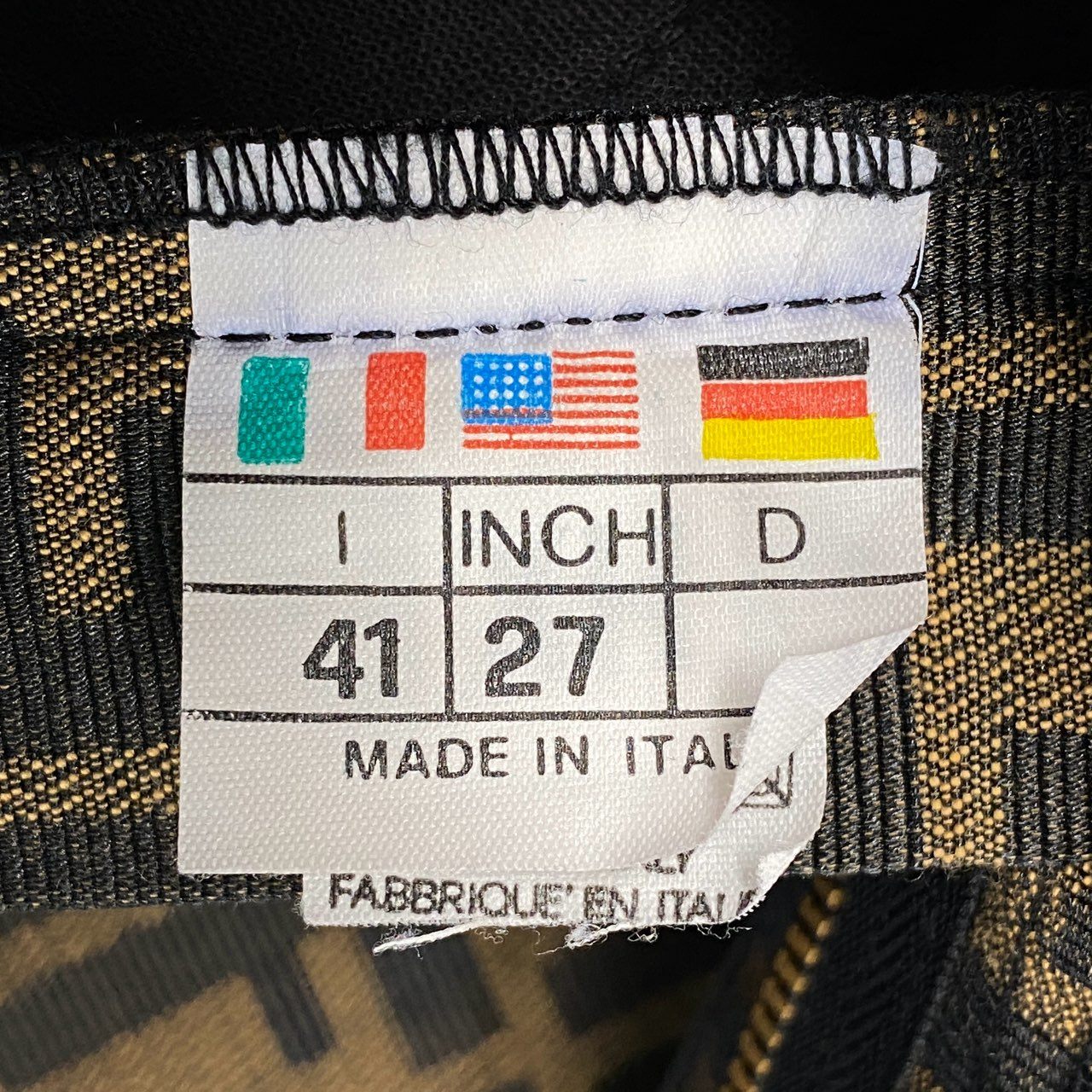 Id6 FENDI フェンディ ズッカ柄 テーパードパンツ ボトムス 総柄  イタリア製 41 ブラウン レディース 女性用o07t
