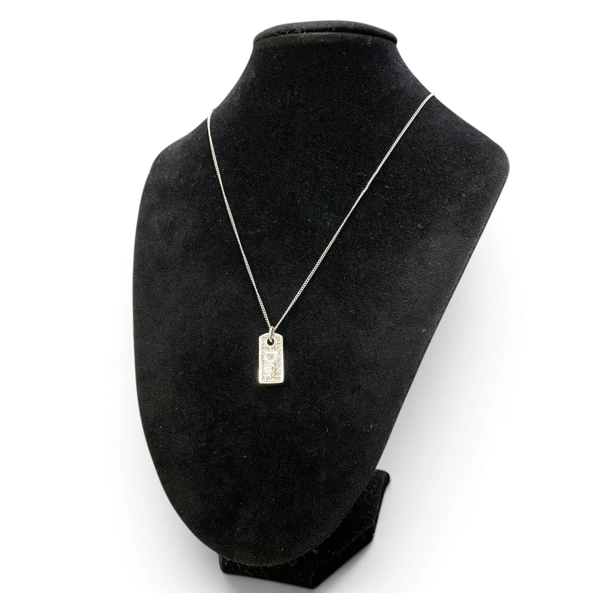 j15 Christian Dior クリスチャンディオール ロゴラインストーン プレートネックレス Logo Rhinestone Plate Necklace シルバーt18r