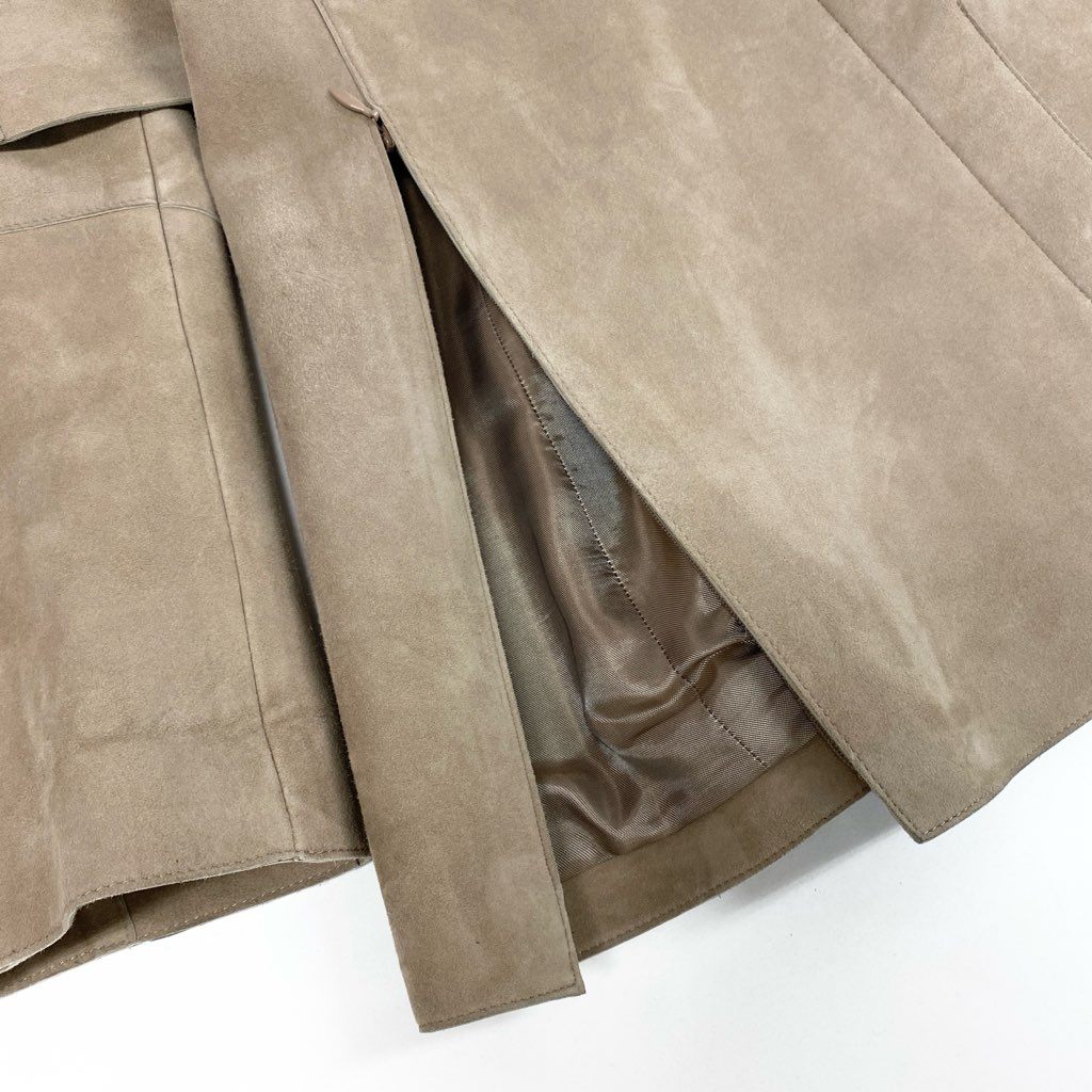 69L17 AKRIS アクリス スウェードジャケット レザージャケット ウエストベルト アウター 40サイズ ベージュ レディースu02t