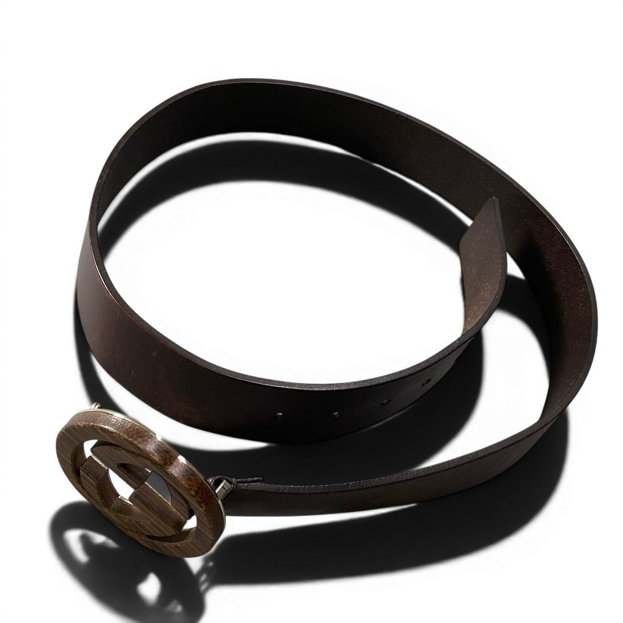 f10 GUCCI グッチ GGマーモント インターロッキングG レザーベルト 268235 ブラウンk02i