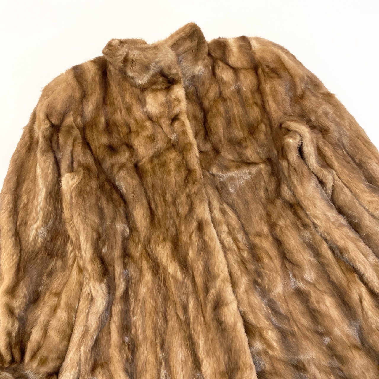 67a24 MOON BAT ムーンバット パステルミンク ロングコート サイズ9～11 茶系 本毛皮 Mink Fur Long Coat 毛質◎t18r
