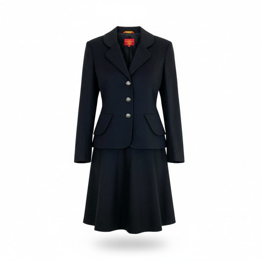 68L11 Vivienne Westwood RED LABEL ヴィヴィアンウエストウッド レッド レーベル 変形 セットアップ スカートスーツ オーブボタン 裏地総柄 ジャケット3 スカート2 ブラック レディース 女性用u02t