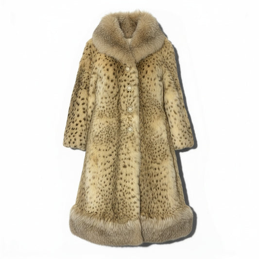 67a24 《超希少》 EMBA エンバ リンクスキャット 超ロングコート サイズF 最高級本毛皮 Lynx Cat Long Coat ボブキャット Bobcatt18r