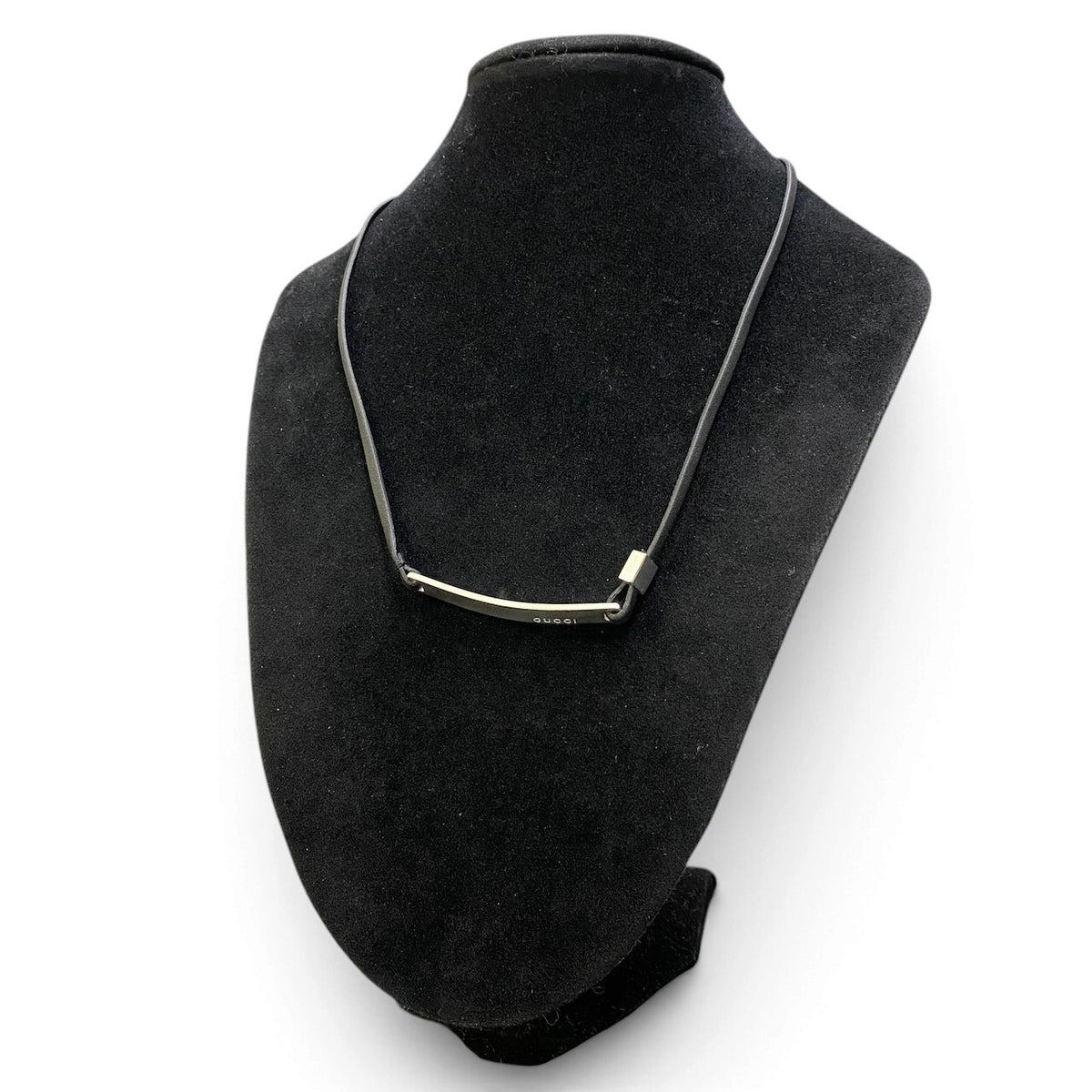 j15 Gucci グッチ 925 シルバープレート チョーカー Sterling Silver Choker Black ブラック ネックレス 箱付t18r