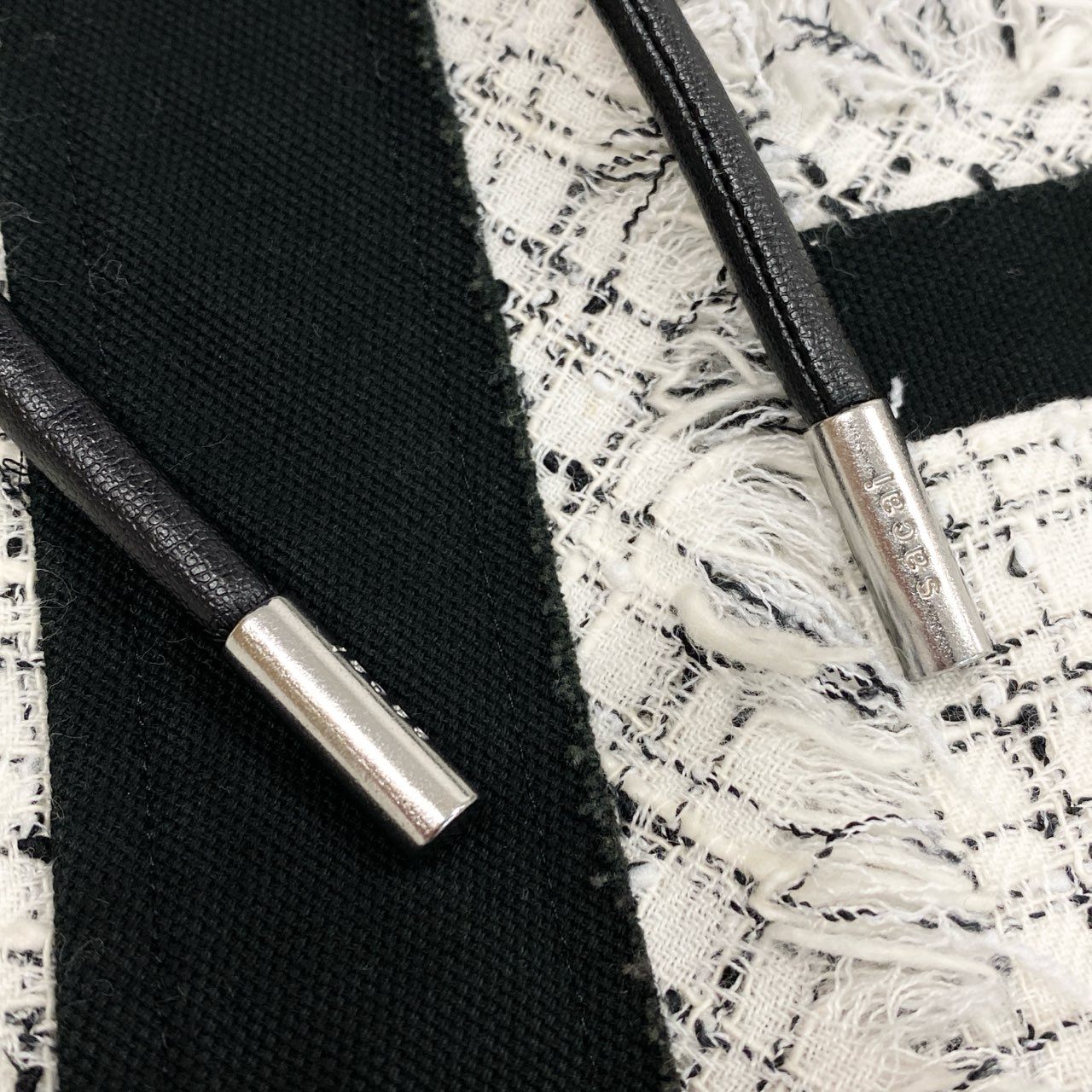 69L17 sacai サカイ 20SS Summer Tweed Jacket ツイードジャケット 異素材切替 アウター 20-05006 2サイズ ホワイト ブラック レディースo07t