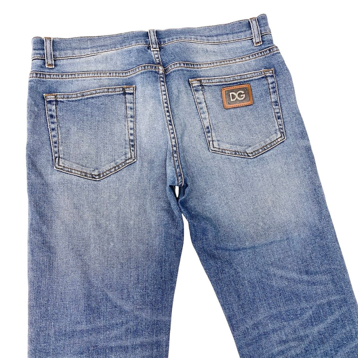 47j16 DOLCE&GABBANA DENIM ドルチェアンドガッバーナ CLASSIC デニムパンツ STRETCH ロゴプレート サイズ48 インディゴ メンズo07t