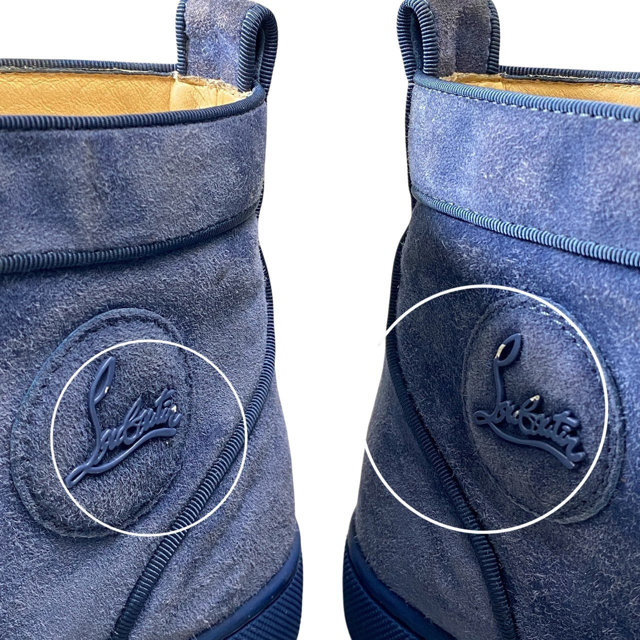 1a5 Christian Louboutin クリスチャンルブタン Lou spikes ハイカットスニーカー スタッズ スウェード  41 1/2サイズ ネイビー レザー メンズk02i