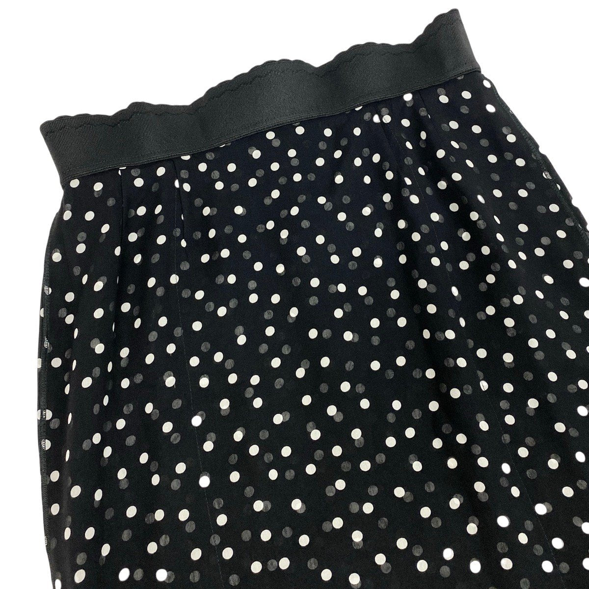 Eh11 DOLCE&GABBANA ドルチェアンドガッパーナ ドット柄 シルクスカート サイズ38 ブラック シルク100％ レディースo07t