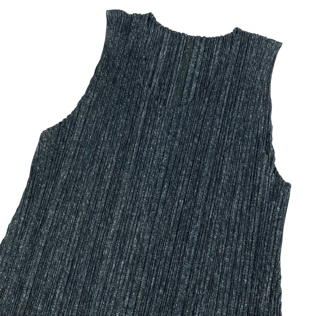 Ah28 PLEATS PLEASE プリーツプリーズ ノースリーブ プリーツワンピース ロングワンピース サイズ2 ダークグレー ポリエステル レディースo07t