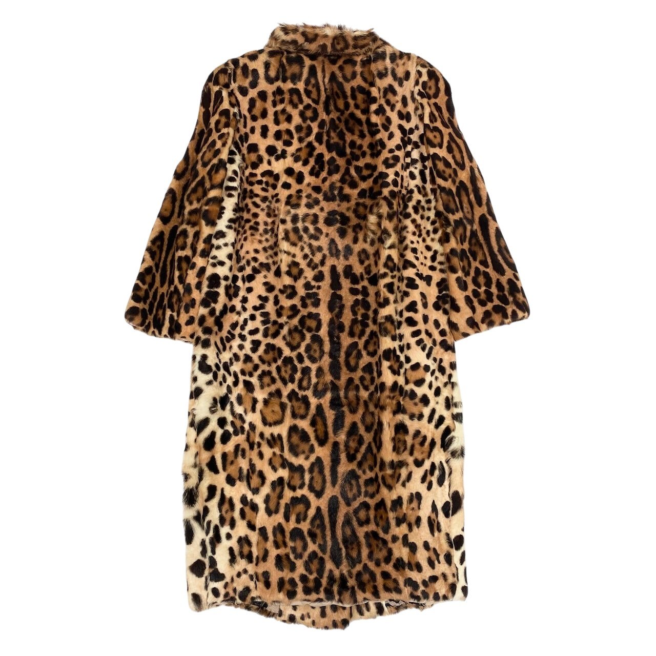 e1 【美品】DOLCE&GABBANA ドルチェアンドガッパーナ 毛皮ロングコート レオパード イタリア製 36サイズ ベージュ 毛皮 レディース 女性用u02t