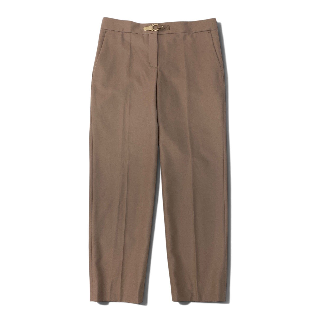 82i2 Salvatore Ferragamo サルヴァトーレフェラガモ スラックスパンツ ガンチーニ サイズ38 ベージュ ウール100％ レディースo07t