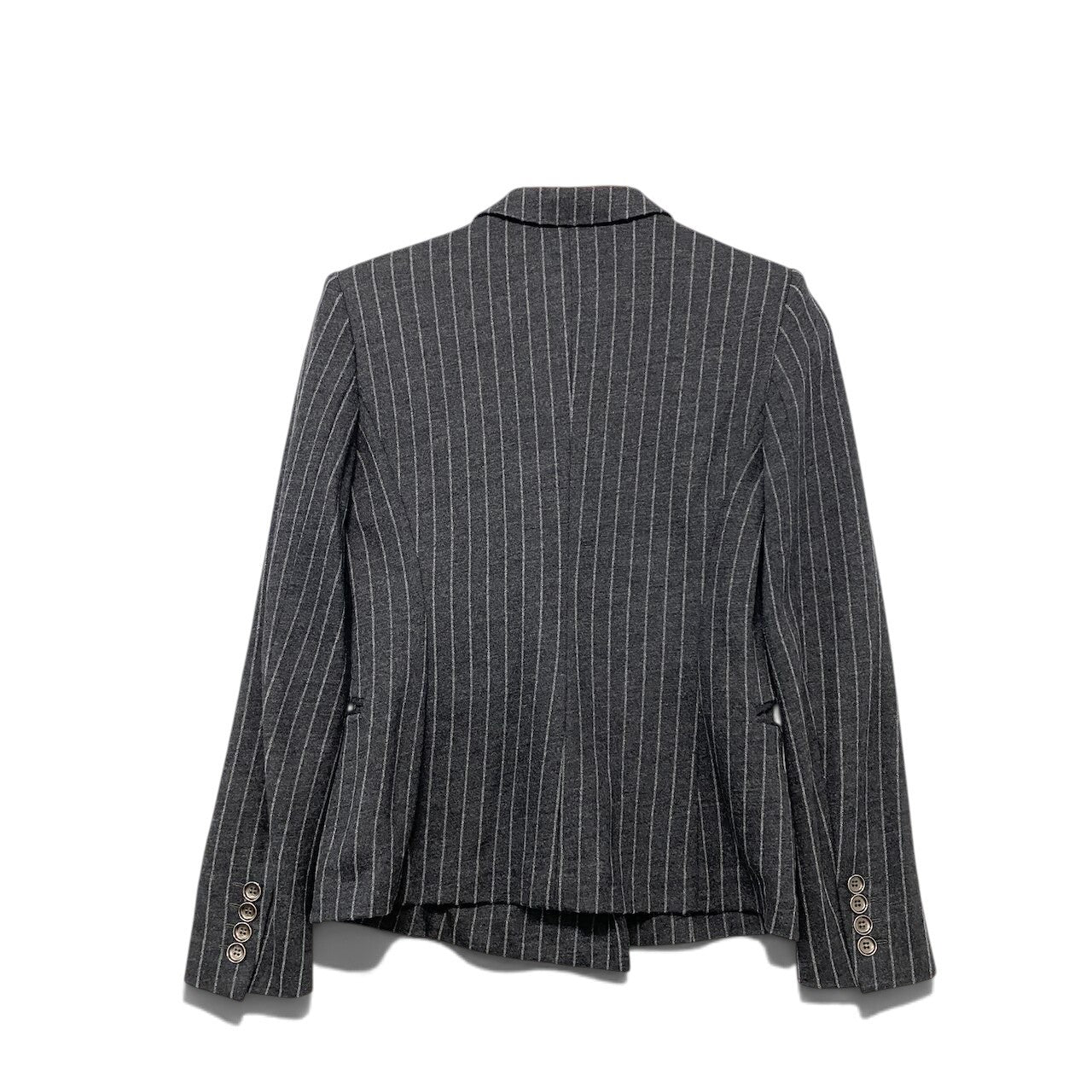 65i1 MaxMara マックスマーラ テーラードジャケット アンコンジャケット ストライプ柄 サイズ36 イタリア製 ダークグレー レディースu02t