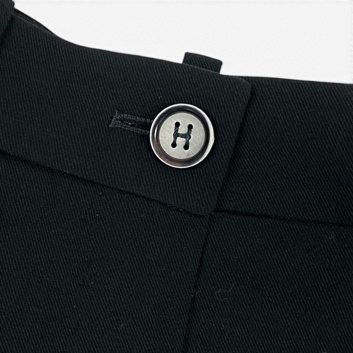 Ei4 【極美品】 HERMES エルメス マルジェラ期 Hボタン フルレングス 裾未処理 ワイドスラックス サイズ34 ブラック ウール シルク レディースk02i