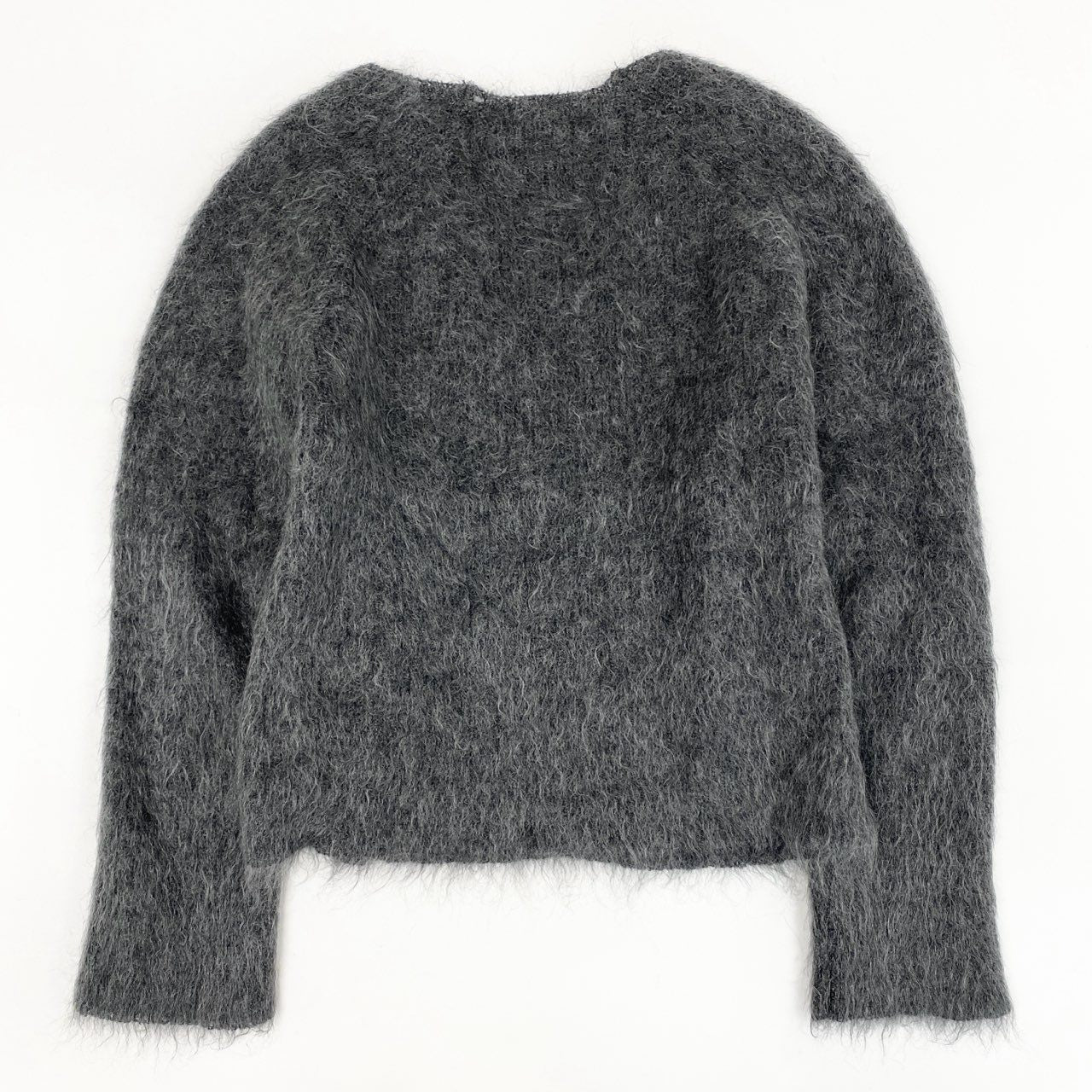 12b19 tricot COMME des GARCONS トリコ コムデギャルソン モヘヤニット ロングスリーブ ニットセーター ウールブレンド◎ レディース M相当 ダークグレー