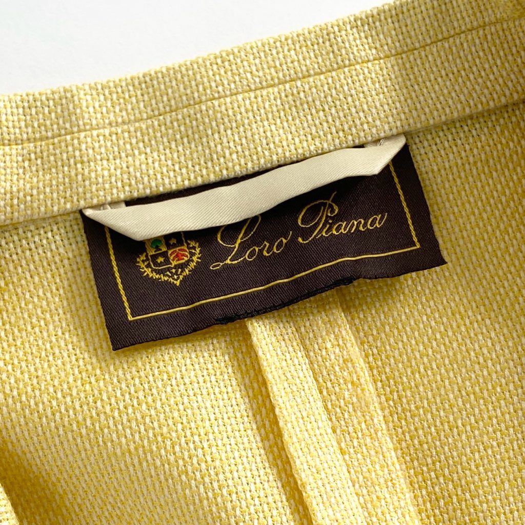 59g3 イタリア製 Loro Piana ロロピアーナ テーラードジャケット ブレザー サイズ52 イエロー カシミヤ93％ 絹7％ メンズ 紳士服