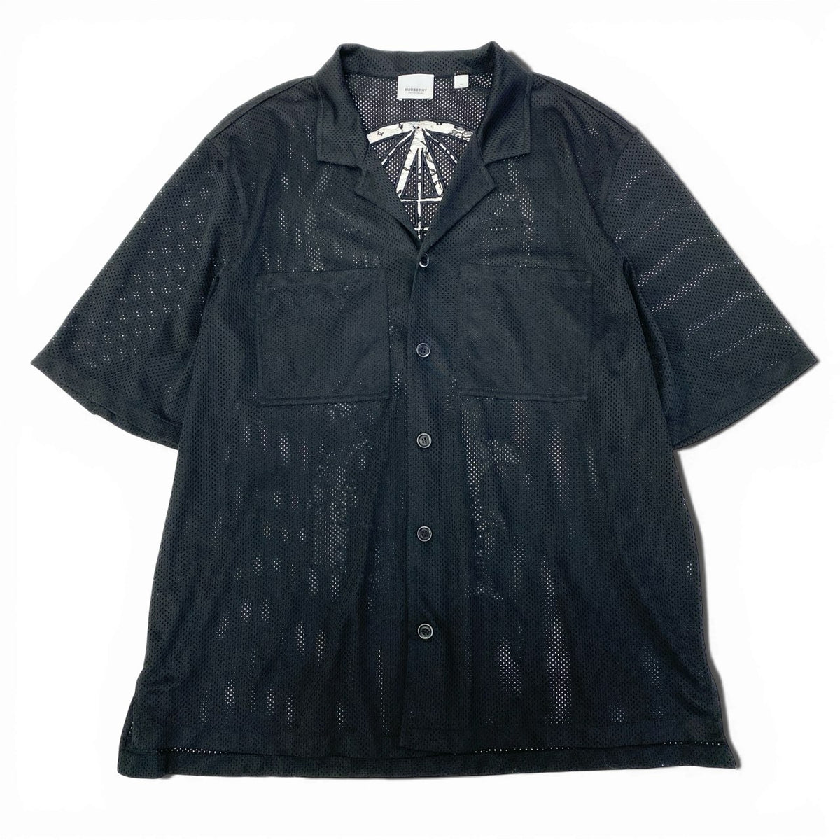 Ma28 BURBERRY LONDON ENGLAND バーバリー ロンドンイングランド 半袖シャツ BASKETBALL JERSEY SHIRT 8067375 Mサイズ ブラック ポリエステル100％ メンズo07t