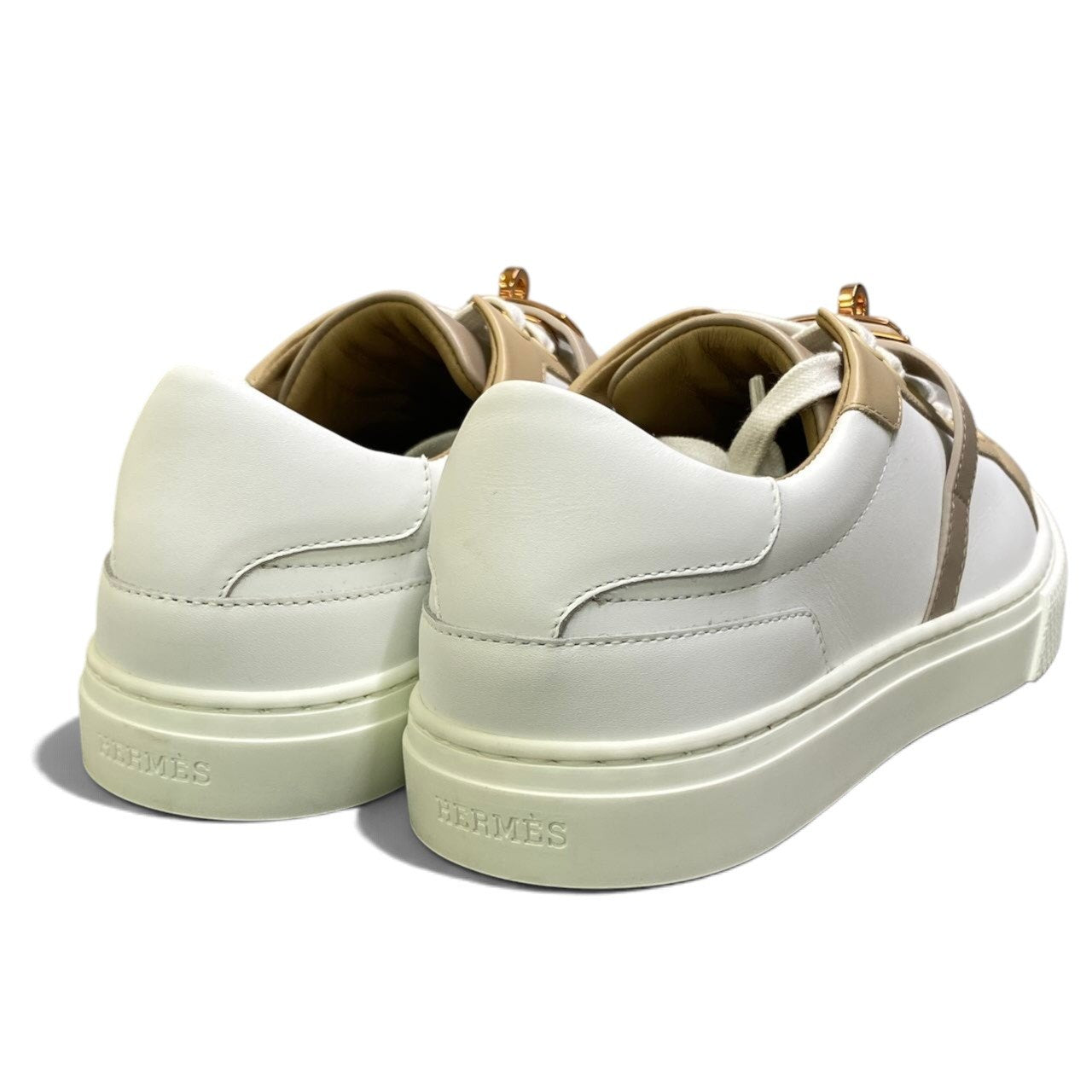 i1 Hermès エルメス 2023年 ケリー金具 デイ スニーカー サイズ37.5 ホワイト × ベージュ レディースk02i