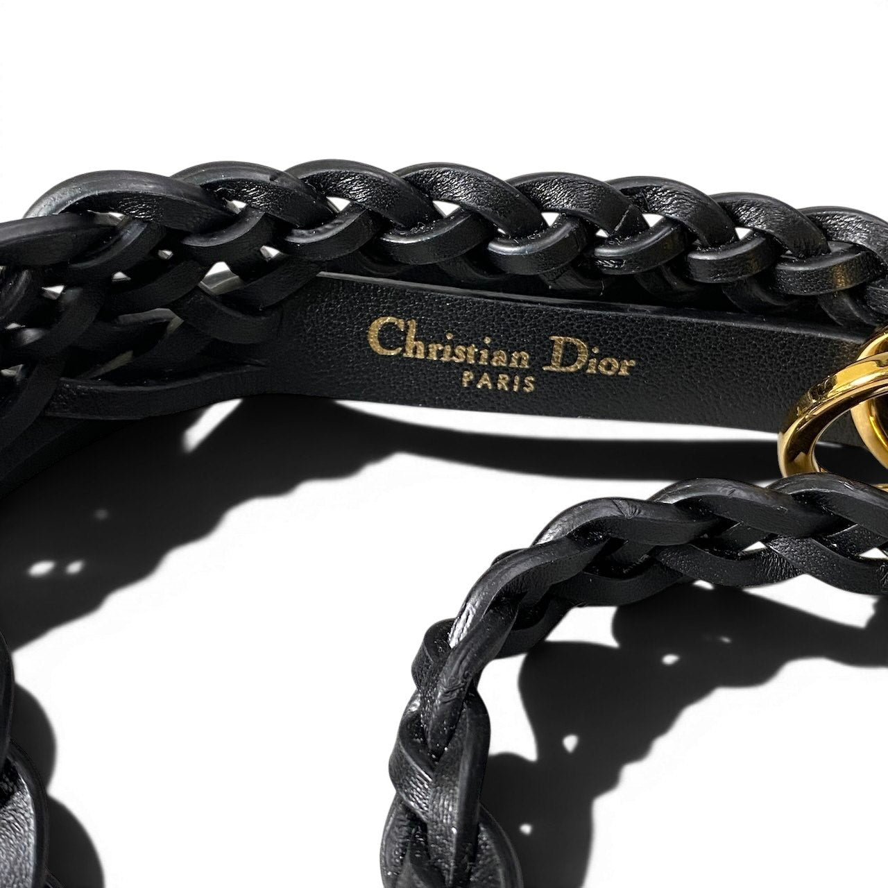 d16 Christian Dior クリスチャンディオール CDロゴバックル ダブルストラップ ベルト レザーベルト サイズフリー ブラック レザー レディースk02i