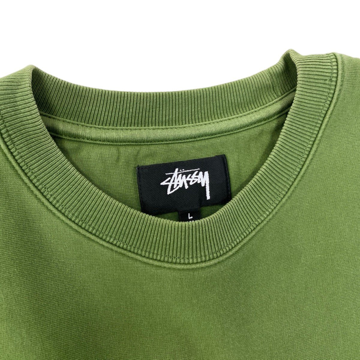 92h3 STUSSY ステューシー SPORT 刺繍スウェット トレーナー サイズL オリーブグリーン ストリートt18r