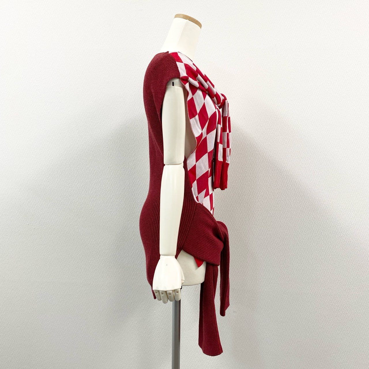 Ac6 【未使用タグ付き】定価9万 MM6 エムエムシックス メゾンマルジェラ フラッグチェック 変形ニット デザインニットセーター サイズS レディースk02i