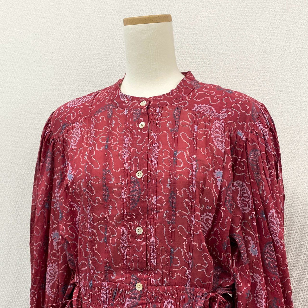 41i26 ISABEL MARANT ETOILE イザベルマラン エトワール ROBE ARIANA アリアナ ペイズリープリント 長袖ワンピース ロングワンピース 36 レッド コットン レディース 定価73,700円u02t