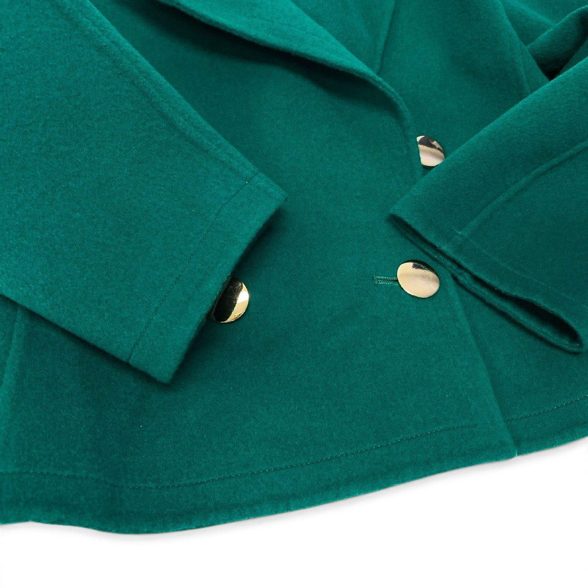 82i2 YVES SAINT LAURENT イヴサンローラン テーラードジャケット ダブルブレスト 金ボタン ウール混 サイズM グリーン レディースo07t