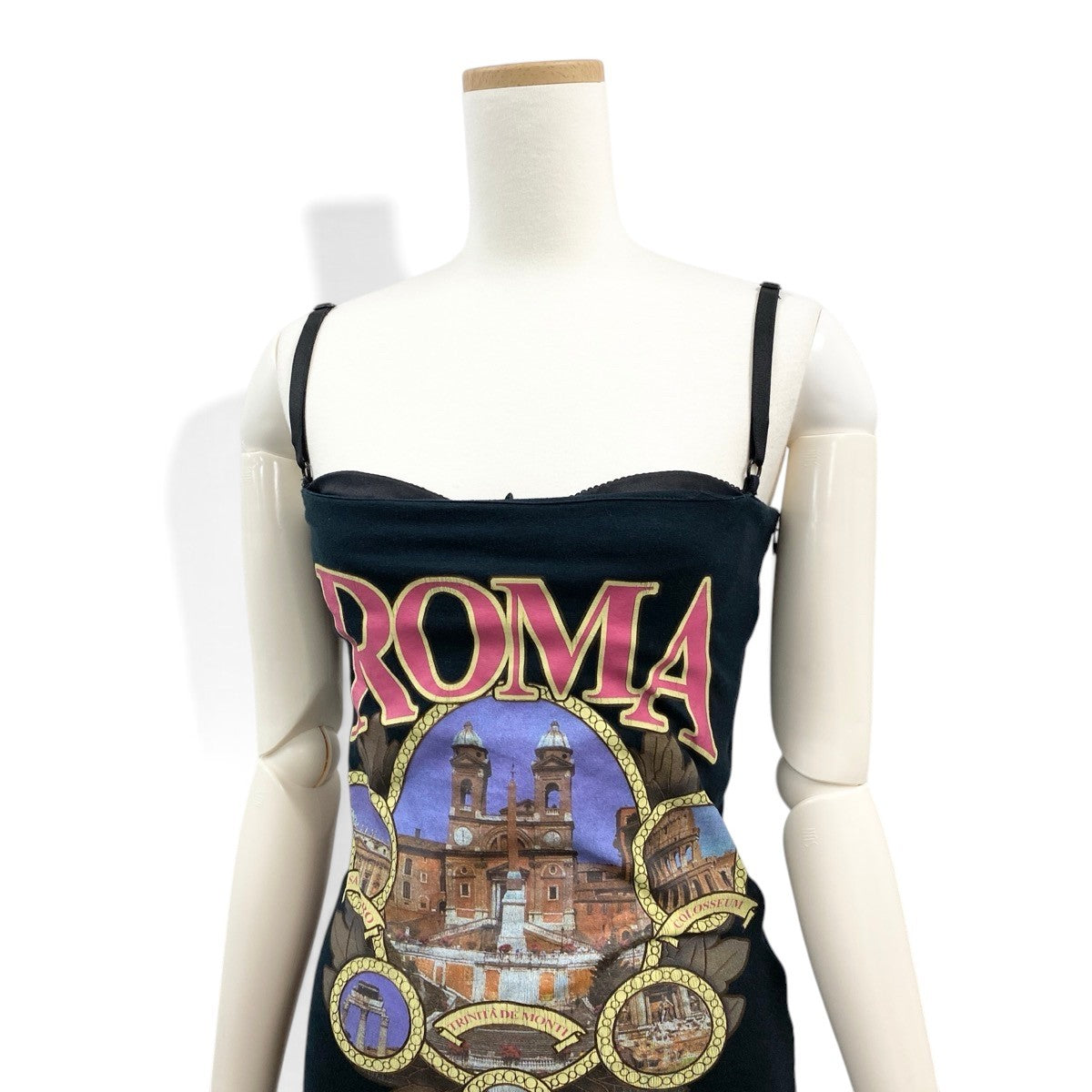 Ih10 DOLCE＆GABBAN ドルチェアンドガッバーナ ROMA ITALIA グラフィック ワンピース 2003年 安室奈美恵 PV着用 24 38 ブラック レディース 女性用u02t
