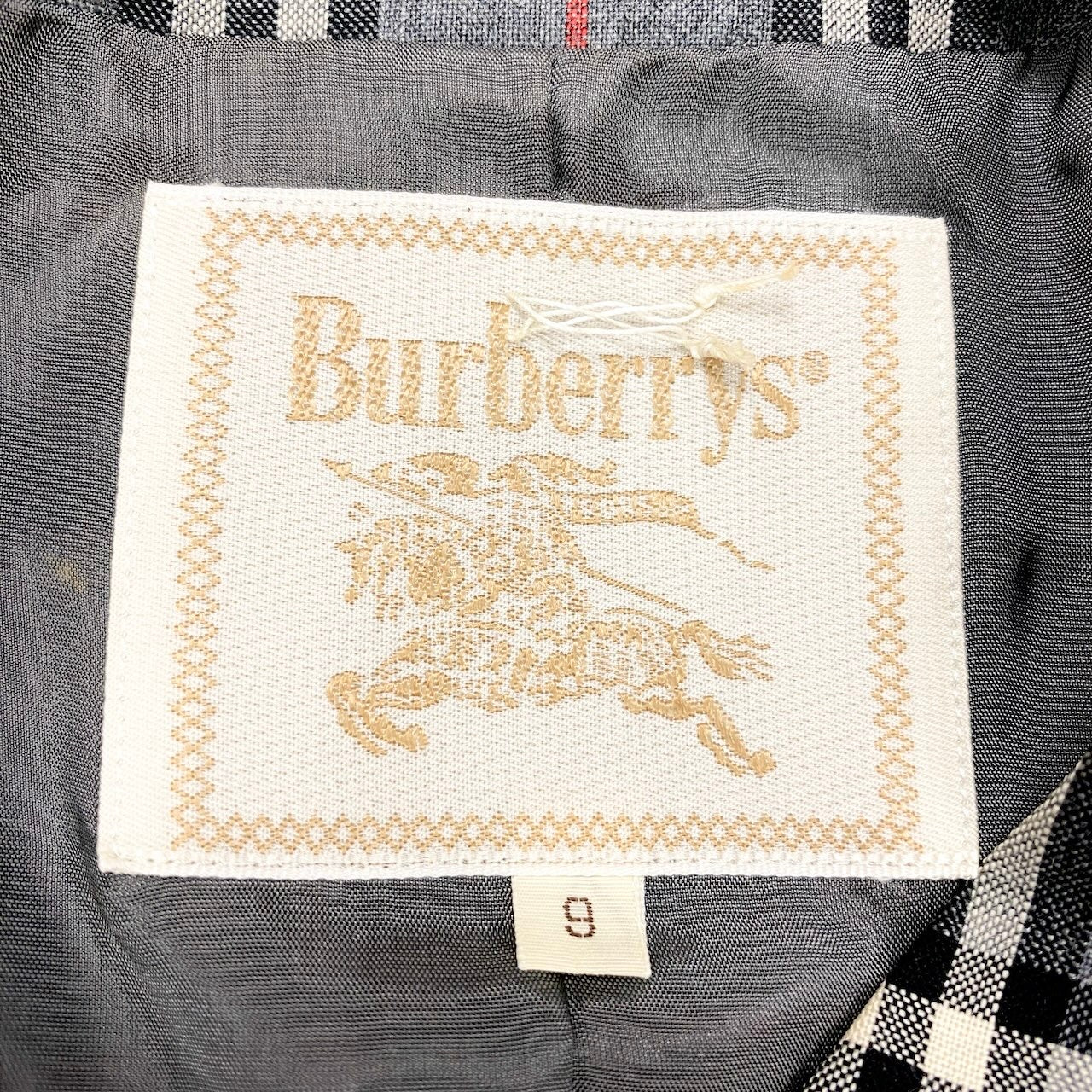 85g5 BURBERRYS バーバリーズ チェック柄 金ボタン ベスト ジレ 9 グレー ウール レディースo07t