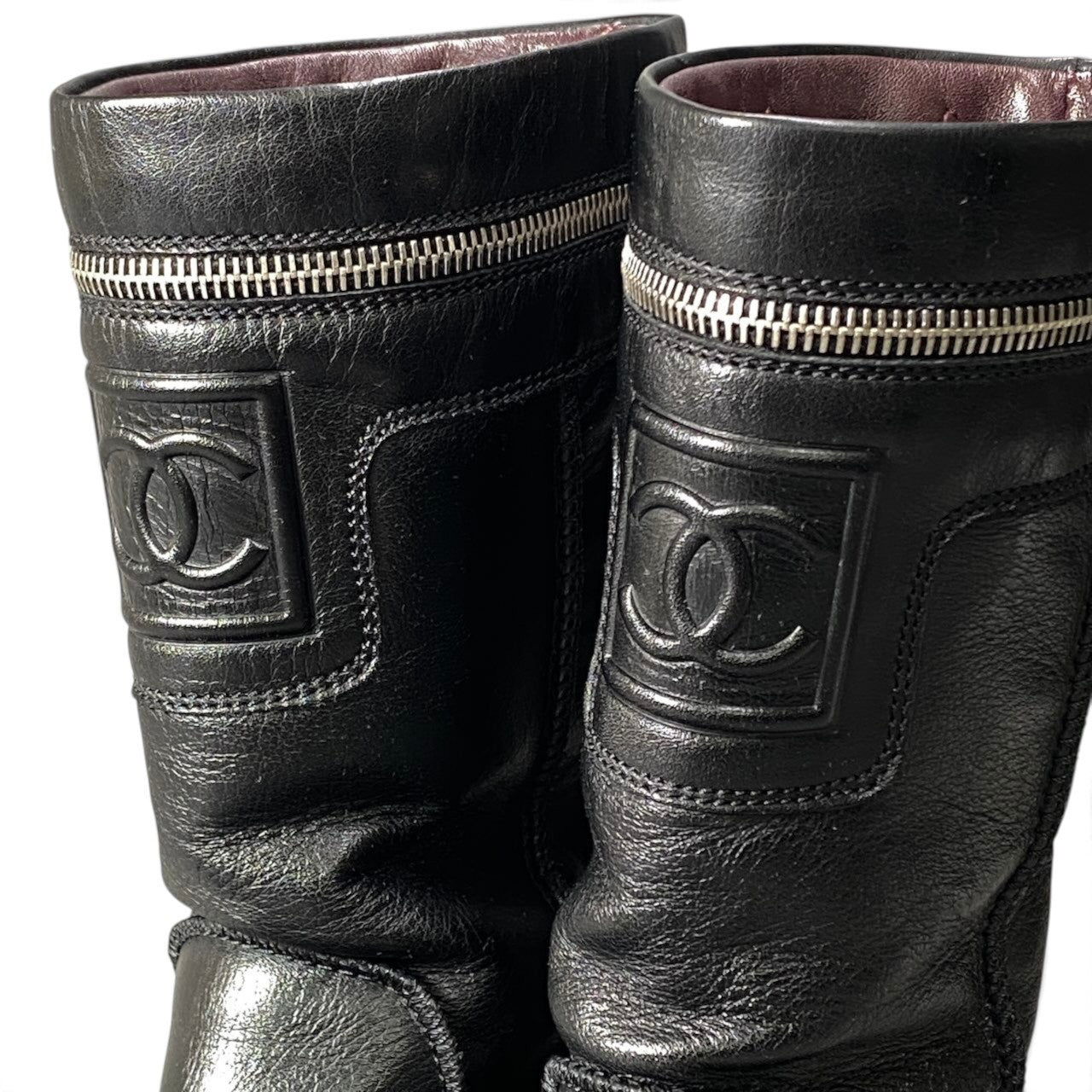h12 CHANEL エンジニアブーツ ココマーク G26537 36 1/2サイズ ブラック レザー レディース 女性用k02i