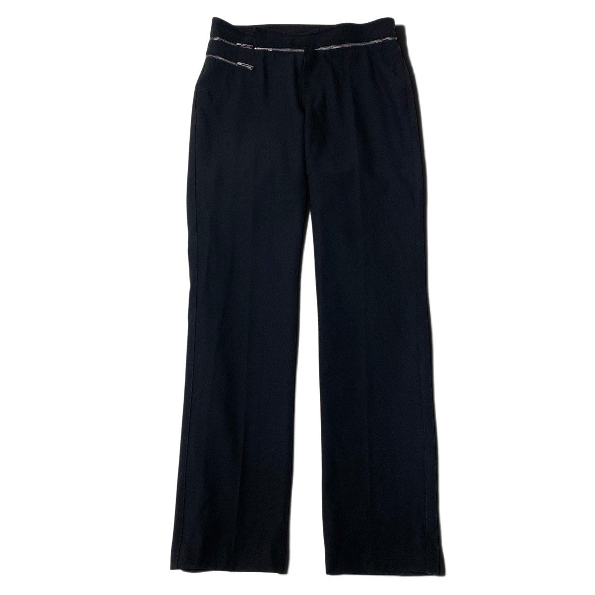 Ei27 GUCCI グッチ 2001 トムフォード期 Y2K ジップデザイン スラックスパンツ ボトムス イタリア製 42 ブラック ウール レディースo07t