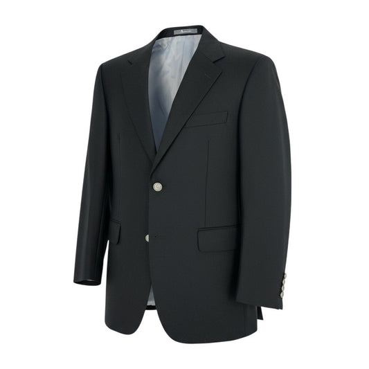 16k10 Aquascutum アクアスキュータム テーラードジャケット ブレザー 二釦 フォーマル 94A6サイズ ブラック メンズu02t