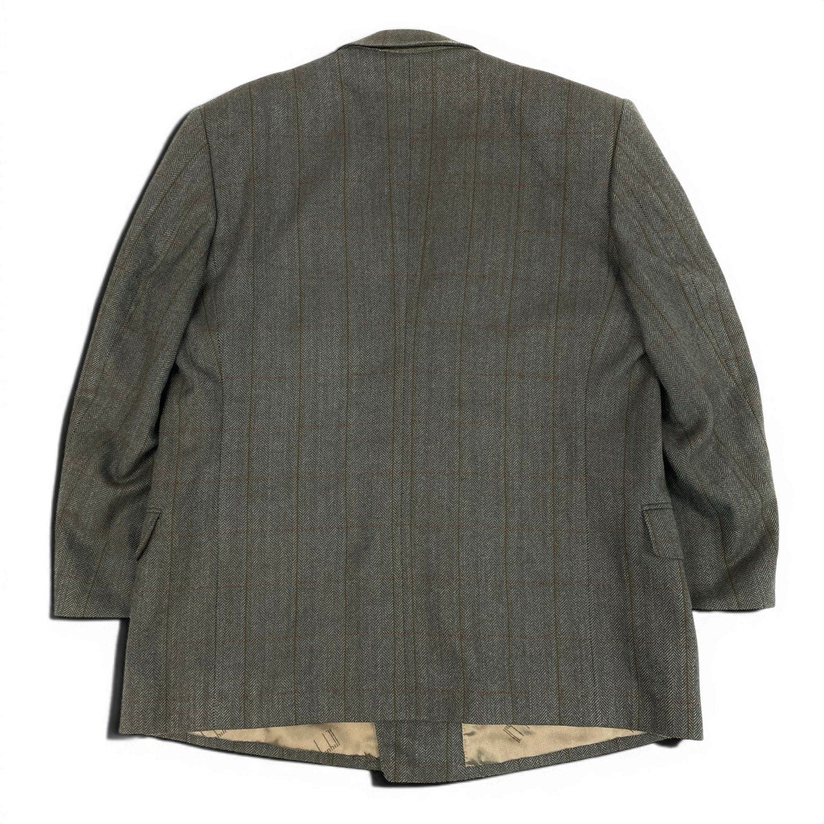 78f2 dunhill ダンヒル CUSTOM MADE ダブルブレスト テーラードジャケット ピークドラペル チェック柄 グレー系 メンズ 紳士服o07t