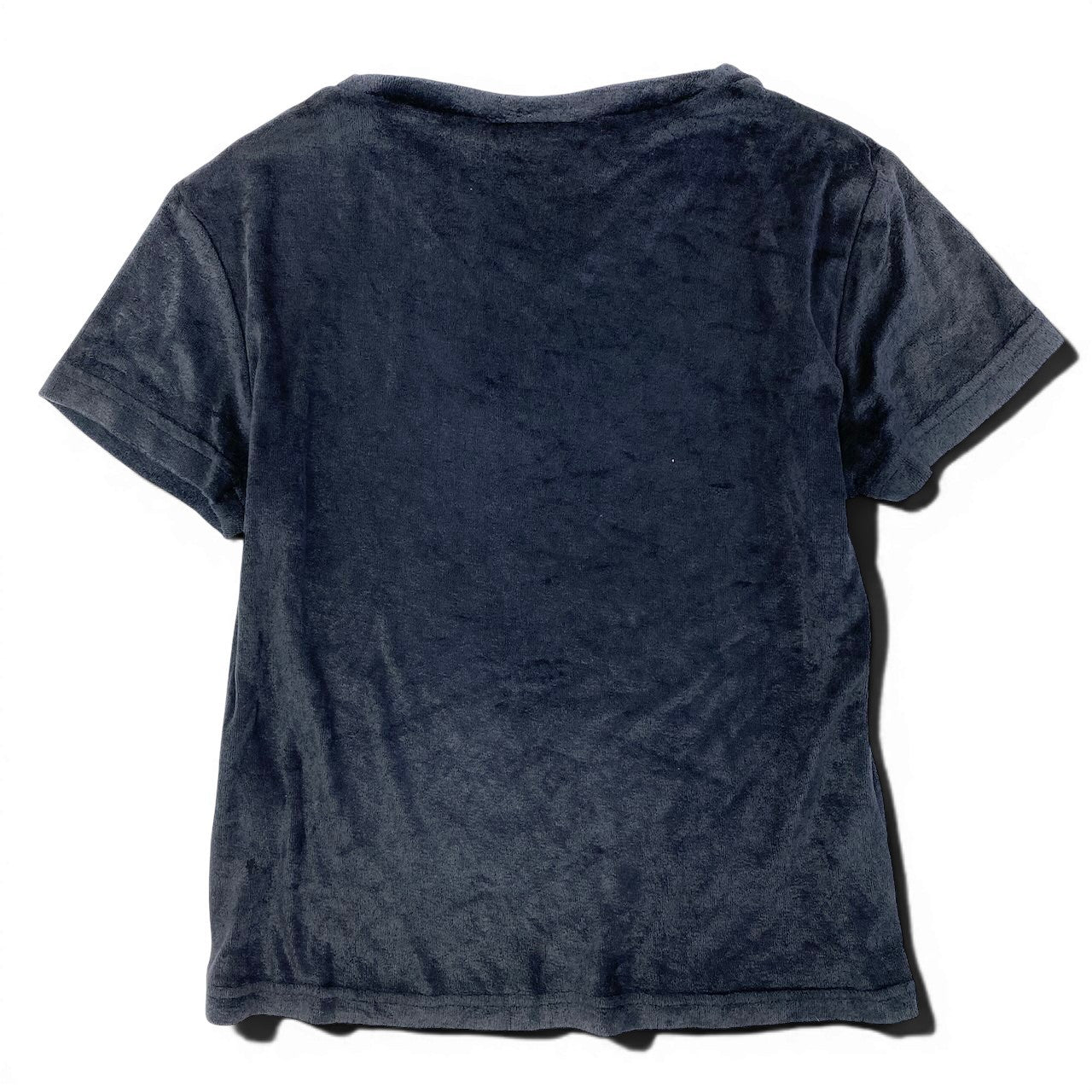 e8 FENDI 半袖ベロアTシャツ VネックロゴTシャツ トップス イタリア製 40サイズ ブラック系 レディース 女性用ta1