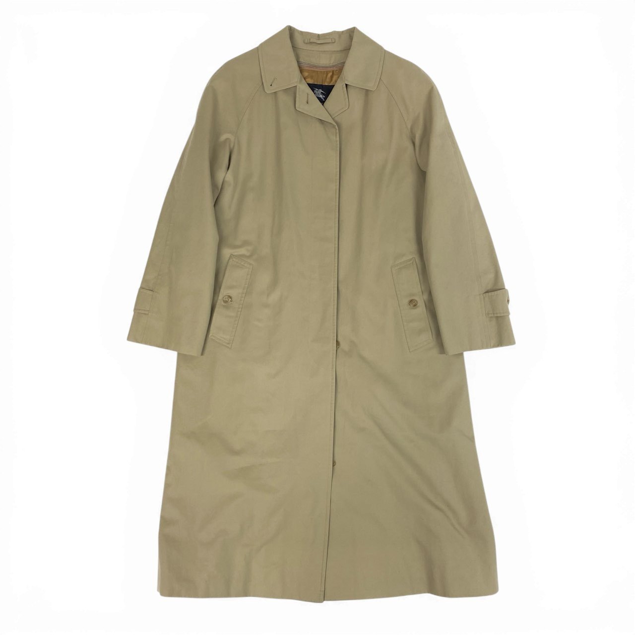 Ab13【美品】BURBERRY LONDON バーバリーロンドン ステンカラーコート ノバチェック Classic Balmacaan Coat Beige 11AR ベージュ レディース 女性用ta1
