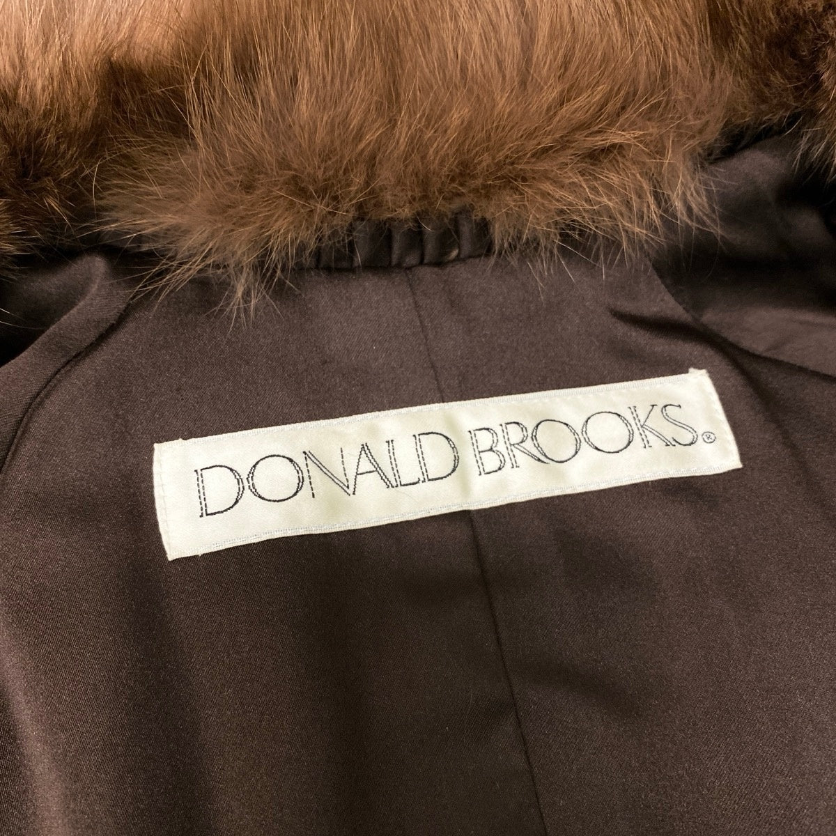62i16 DONALD BROOKS 染め フォックスファー コート サイズ11 ブラウン 本毛皮 Fox Fur Coatt18r
